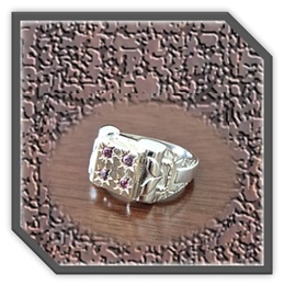 MRGT00900A-Sterling Silver 9ct Gold-Top Rhodolite Garnet Men's Ring.