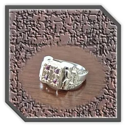 MRGT00900A-Sterling Silver 9ct Gold-Top Rhodolite Garnet Men's Ring.