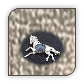 BR00300A-Sterling Silver Opal Brooch.