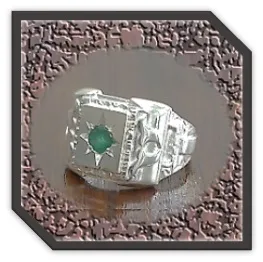 MR01000B-Sterling Silver Emerald Men's Ring.