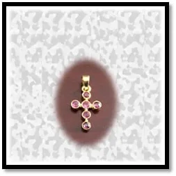 RE05500A-18ct Yellow Gold Ruby Cross.