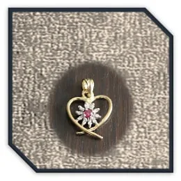 PE01100B-18ct Yellow Gold Ruby Diamond Pendant.