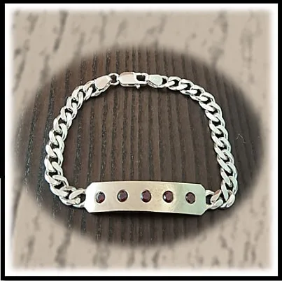BB00600C-Sterling Silver Garnet Bracelet.