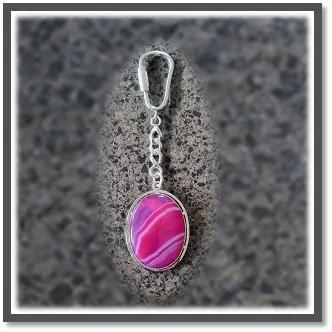 KR00250C-Sterling Silver Agate Key Chain Ring.