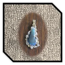 PE05800E-18ct Yellow Gold Black Opal Diamond Pendant.