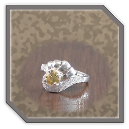 LR00140C-Sterling Silver Yellow Cubic Ladies Ring.