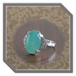 LR00300C-Sterling Silver Cubic Nephrite Ladies Ring.