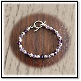 BB00180E-Sterling Silver Bead Crystal Bracelet.