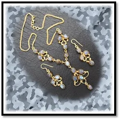 NE02800A-Gold Plated Sterling Silver Moonstone Necklace Earrings.