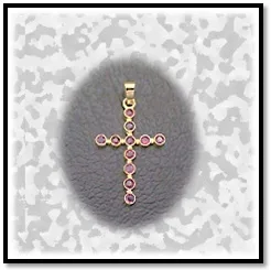 RE09000A-18ct Yellow Gold Ruby Cross.