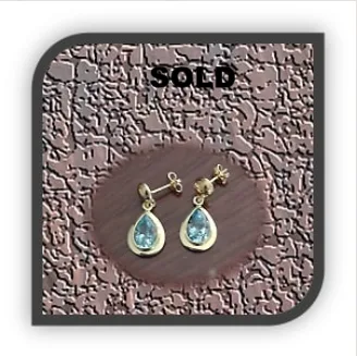 ES03500A-9ct Yellow Gold Aquamarine Swing Studs. SOLD